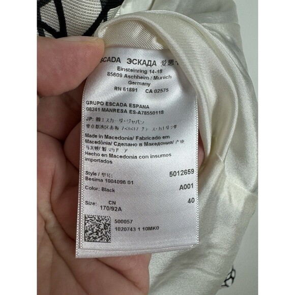 ESCADA Black & White Abstract Blazer 2 Button SZ 40 Collar Waist Length - Picture 8 of 11